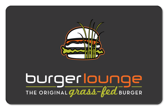 Burger Lounge logo on a solid black background with the tagline The Original Grass-fed Burger.